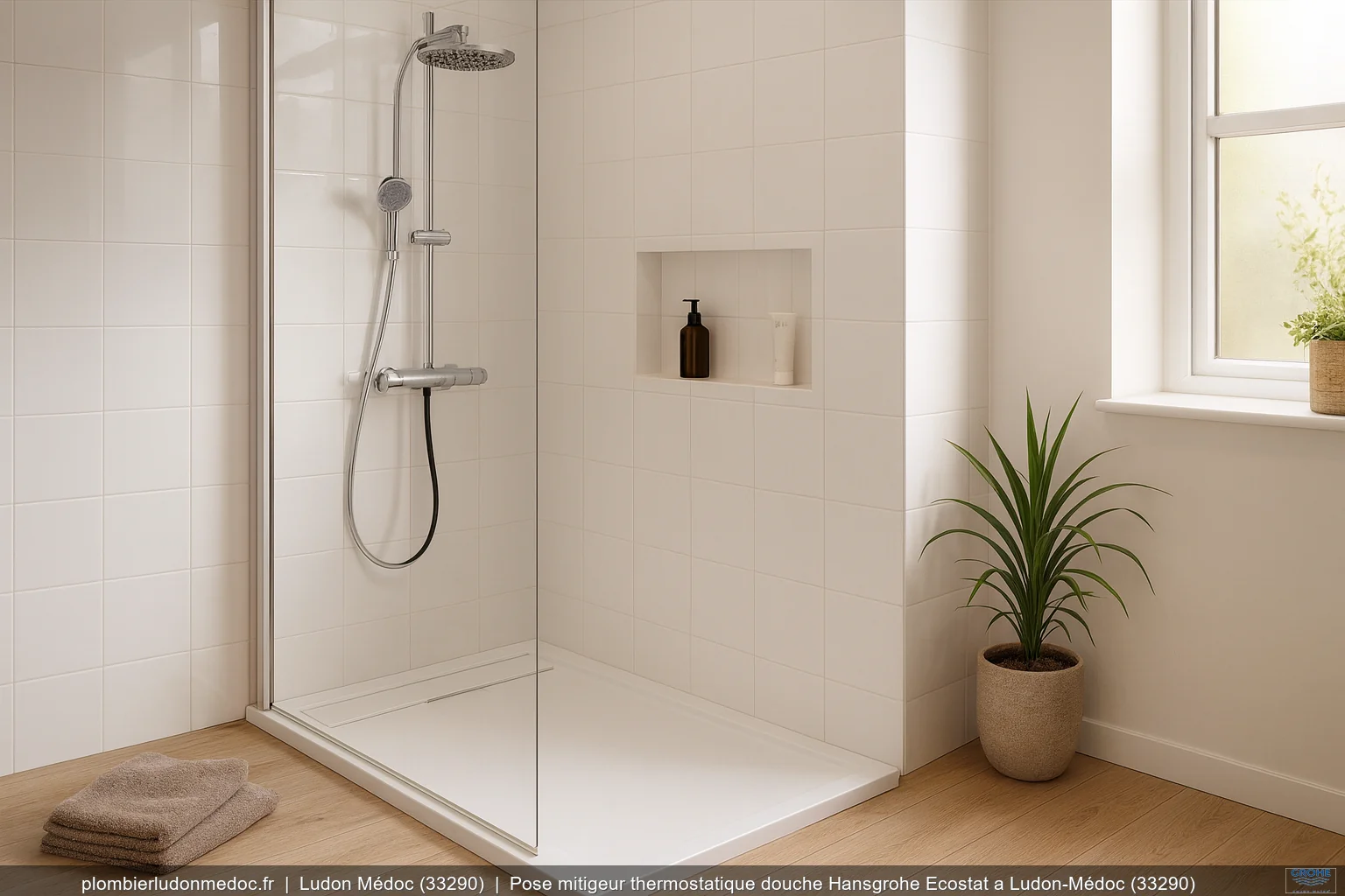 Pose mitigeur thermostatique douche Hansgrohe Ecostat a Ludon-Médoc (33290)