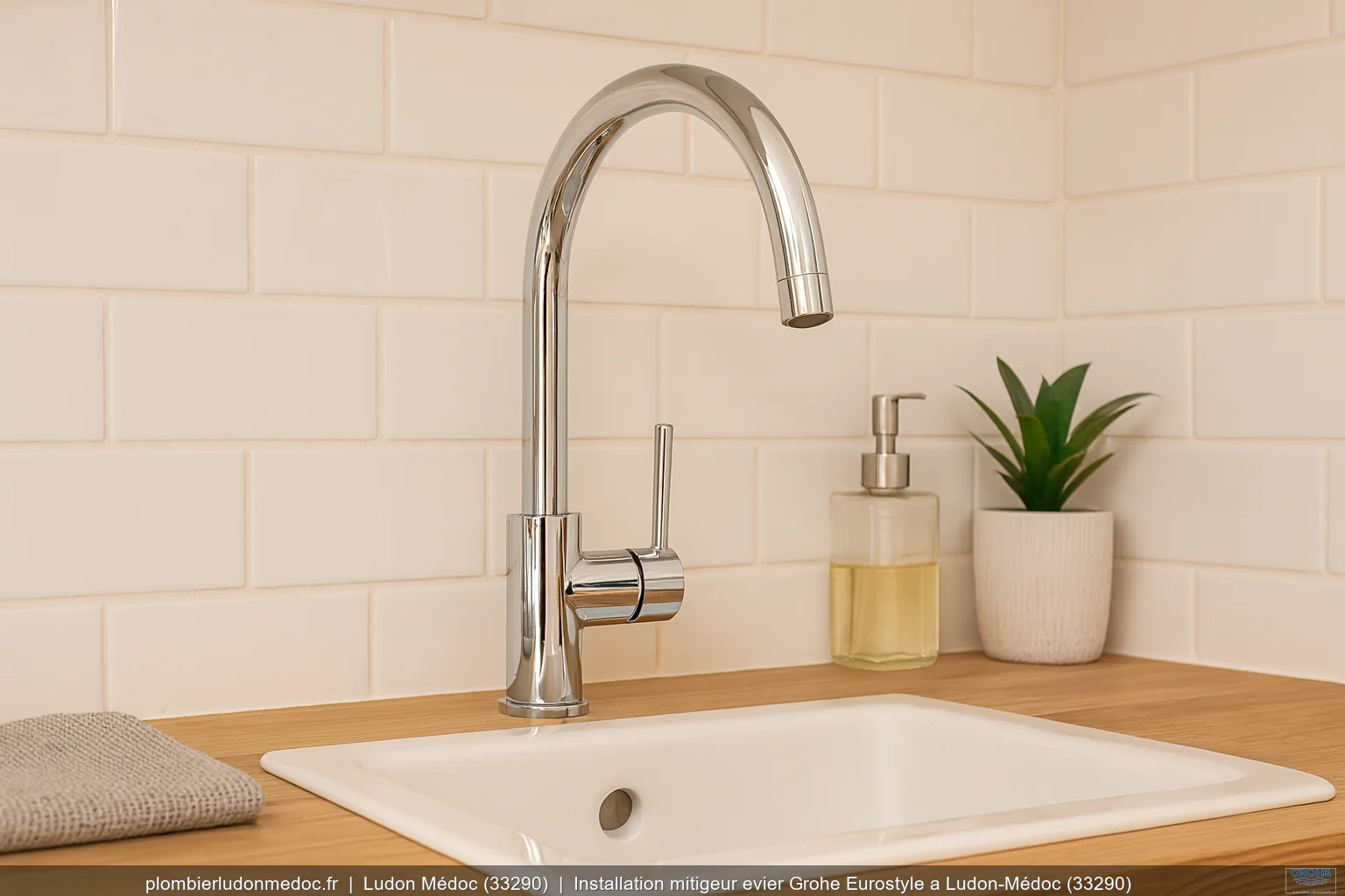 Installation mitigeur evier Grohe Eurostyle a Ludon-Médoc (33290)