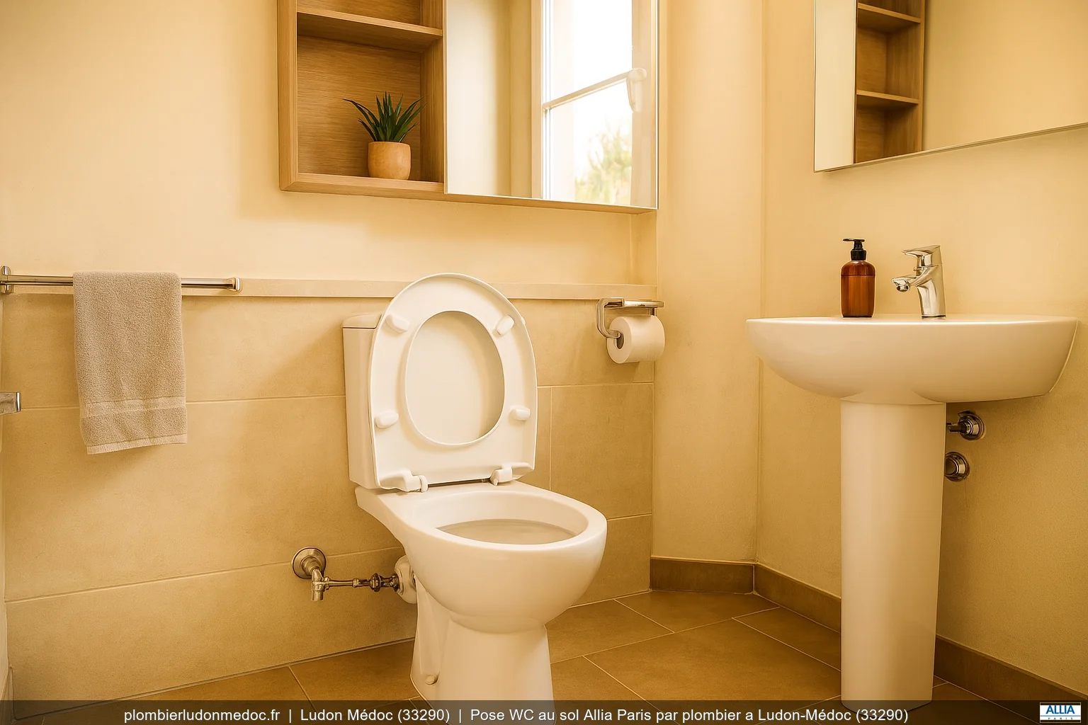 Pose WC au sol Allia Paris par plombier a Ludon-Médoc (33290)