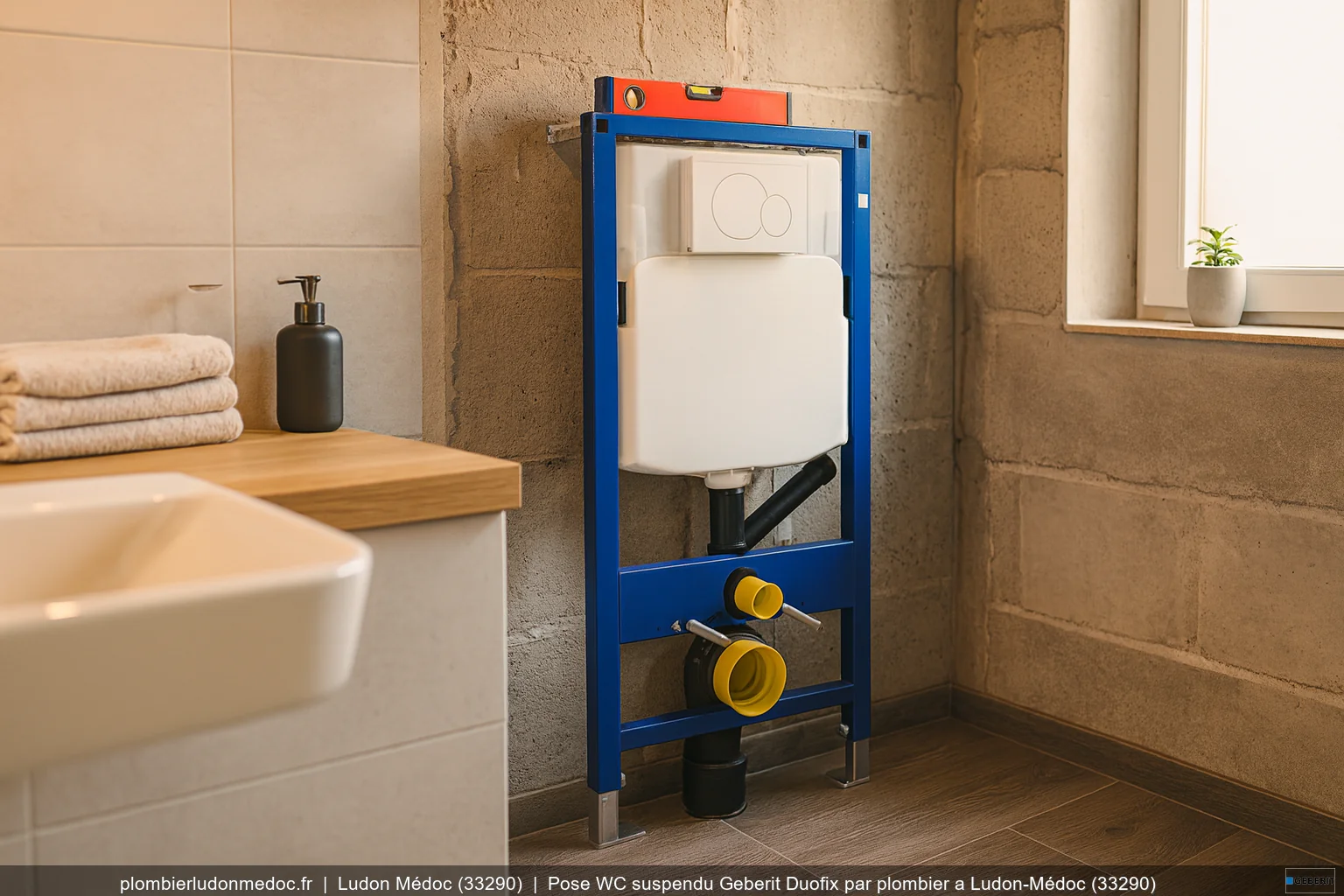 Pose WC suspendu Geberit Duofix par plombier a Ludon-Médoc (33290)